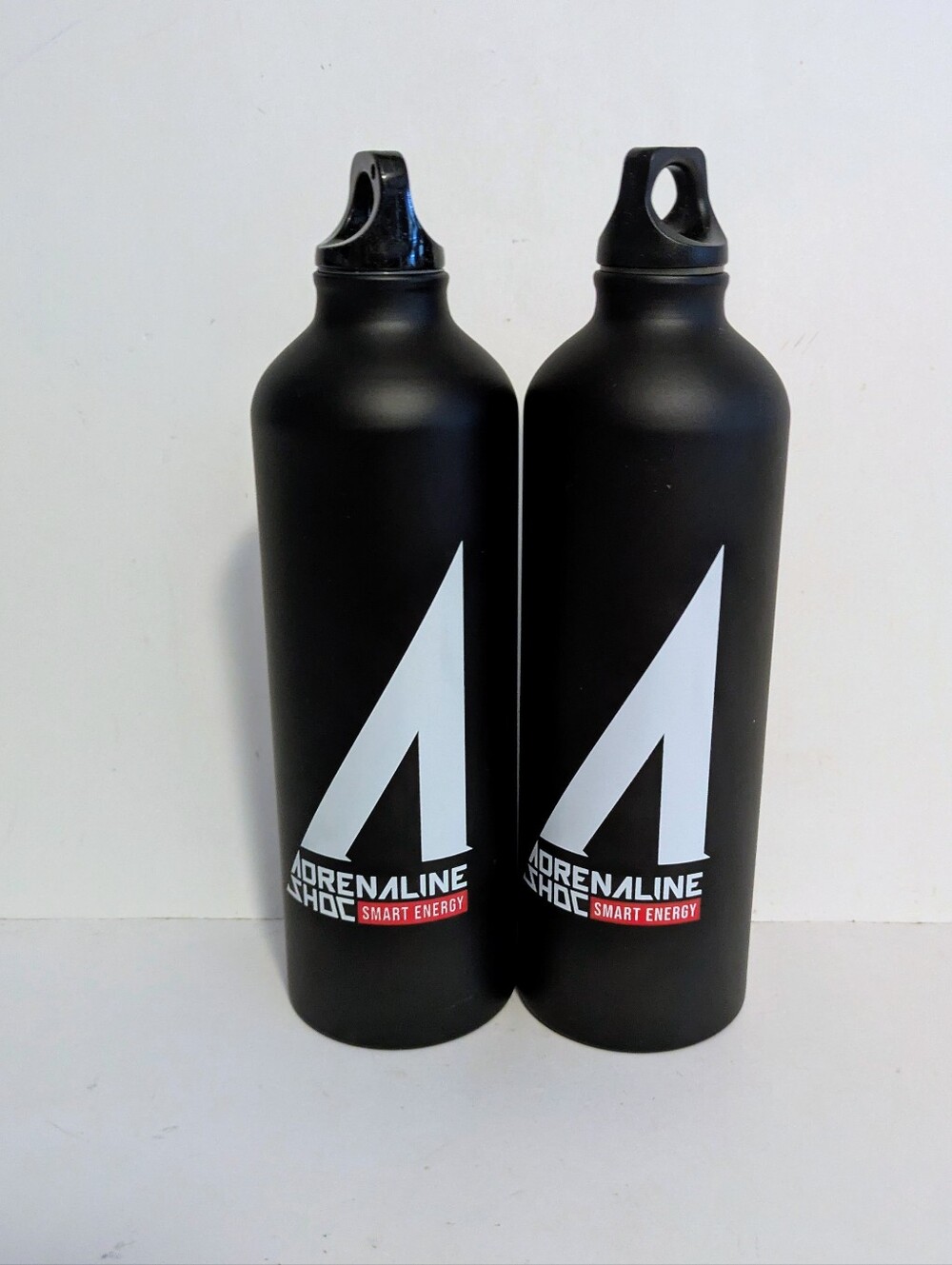 Adrenaline A Logo Black Aluminum Water Bottle Set of 2 NWOT